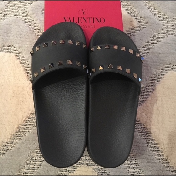 Valentino Garavani Shoes - Valentino Rockstud Slides Sandals